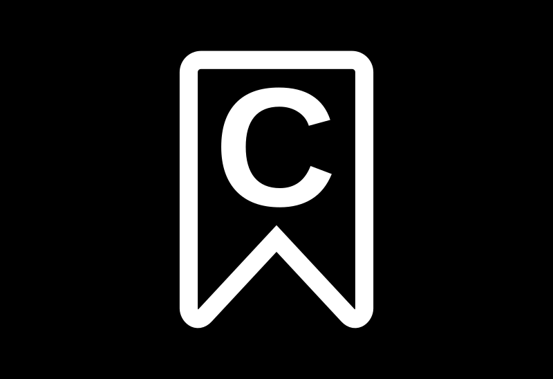 Simplified icon that look like a classic bookmark with letter C inside